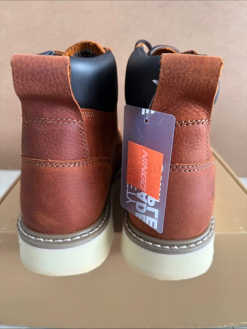 NINGO Soft Toe Full-Grain Leather Brown Moc Toe Work Boots EH Rated 11 NEW!